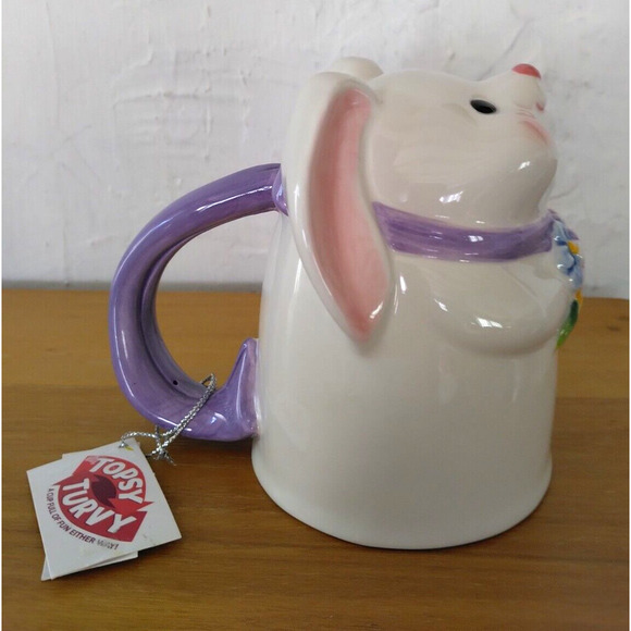Topsy Turvy Bunny Rabbit 14 Oz. Ceramic Mug 2012 Easter Spring Animal - NWT - Picture 4 of 7